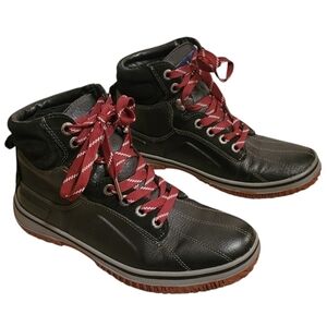 NWOT Pajar Men's Gerardo Snow Boots Size 8-8.5 Black With Red Lace Ups Fur Lined
